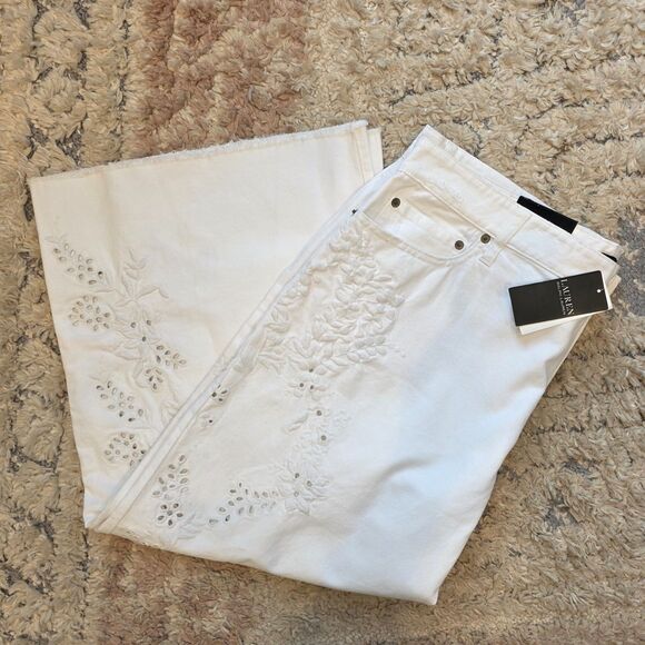 Denim & Supply Ralph Lauren Denim - NWT Ralph Lauren Plus Size High Rise Cropped Eyelet Jeans Sz 18 Boho Preppy